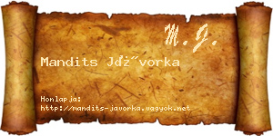 Mandits Jávorka névjegykártya